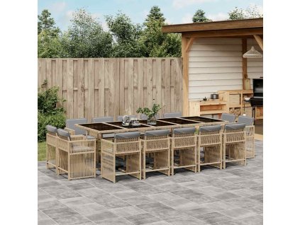 vidaXL 15dílný zahradní jídelní set s poduškami mix béžové polyratan