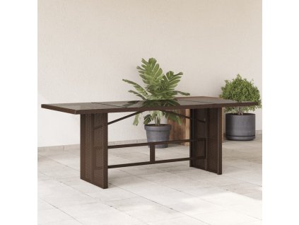 vidaXL Zahradní stůl se skleněnou deskou hnědý 190x80x75 cm polyratan