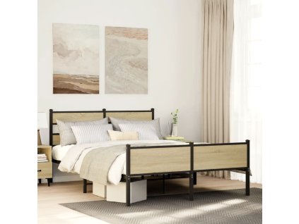 vidaXL Rám postele bez matrace dub sonoma 140x200 cm kompozitní dřevo