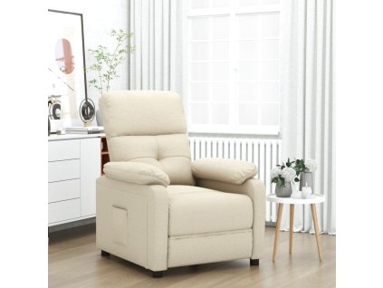 vidaXL Polohovací křeslo krémové textil