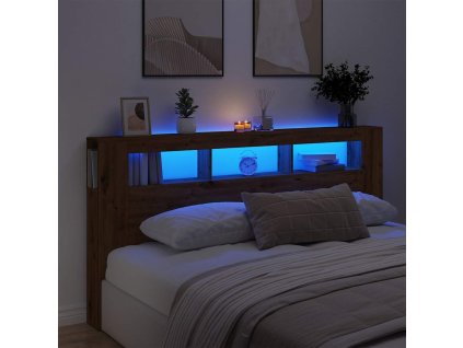 vidaXL Čelo postele LED dub artisan 200x18,5x103,5 cm kompozitní dřevo