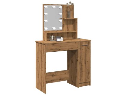 vidaXL Toaletní stolek s LED dub artisan 86,5x35x136 cm