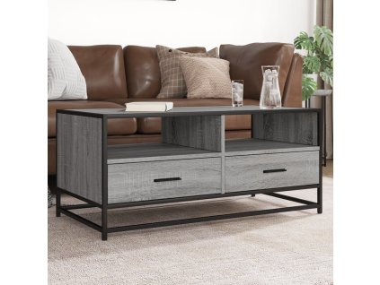 vidaXL Konferenční stolek šedý sonoma 100 x 50 x 45 cm kompozit a kov