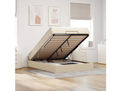 vidaXL Osmanský rám postele s matrací krémově 140x200cm textil