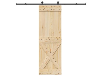 vidaXL Posuvné dveře s kováním 70 x 210 cm masivní borové dřevo
