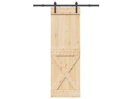 vidaXL Posuvné dveře s kováním 70 x 210 cm masivní borové dřevo