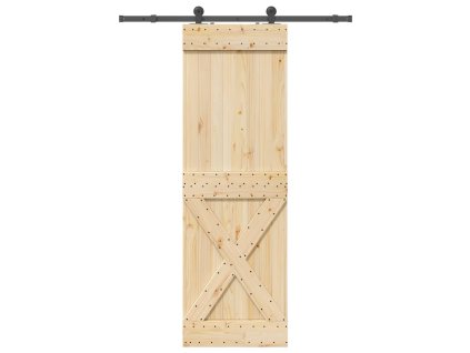 vidaXL Posuvné dveře s kováním 70 x 210 cm masivní borové dřevo