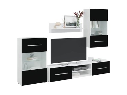 vidaXL 5dílná TV stolky s LED osvětlením matné černé kompozitní dřevo