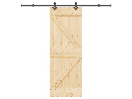 vidaXL Posuvné dveře s kováním 70 x 210 cm masivní borové dřevo