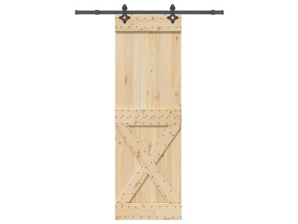 vidaXL Posuvné dveře s kováním 70 x 210 cm masivní borové dřevo