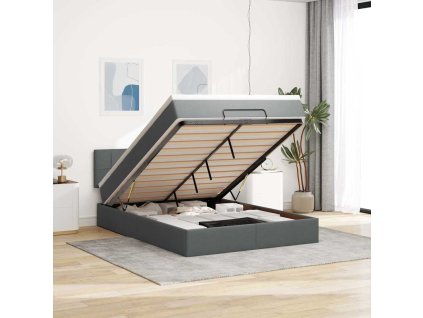 vidaXL Osmanský postel s matrací tmavě šedá 140x200 cm textil