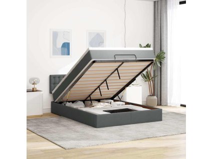 vidaXL Osmanský postel s matrací tmavě šedá 140x200 cm textil