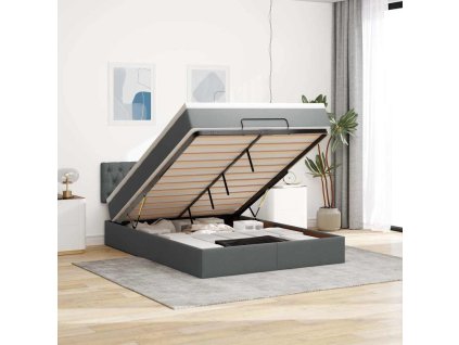 vidaXL Osmanský postel s matrací tmavě šedá 140x200 cm textil