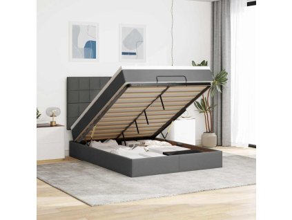 vidaXL Osmanský rám postele s matrací tmavě šedá 140x200cm textil