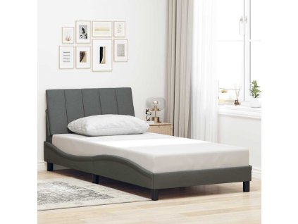 vidaXL Rám postele bez matrace Hanko tmavě šedá 100 x 200 cm textil