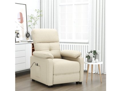 vidaXL Elektrické polohovací křeslo krémové textil