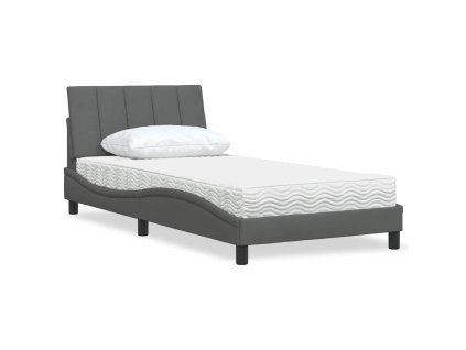 vidaXL Postel s matrací Hanko tmavě šedá 100 x 200 cm textil
