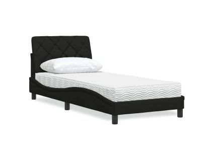 vidaXL Postel s matrací černá 90 x 200 cm textil