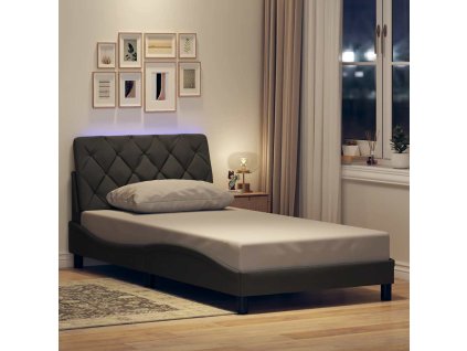 vidaXL Rám postele s LED bez matrace Tmavě šedá 100x200 cm Látka