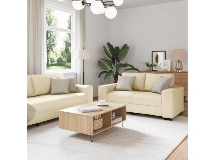 vidaXL 2dílná sedací souprava s poduškami krémová textil