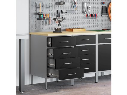 vidaXL Pracovní skříň se zásuvkou 2 pcs Černá a šedá 100 x 55 x 85 cm