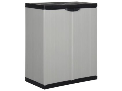 vidaXL Zahradní úložná skříň s 1 policí šedá a černá 68 x 40 x 85 cm