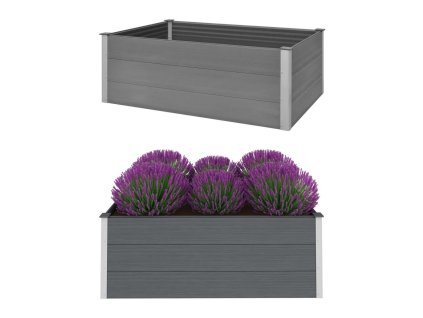 vidaXL Vyvýšený záhon dřevoplast 150 x 100 x 54 cm šedý