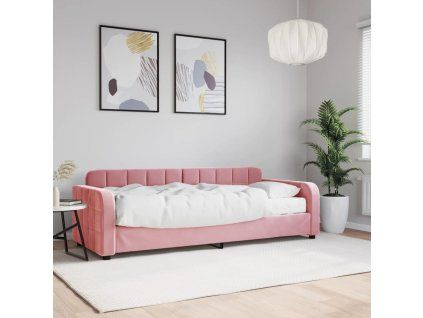 vidaXL Válenda s matrací růžová 80 x 200 cm samet