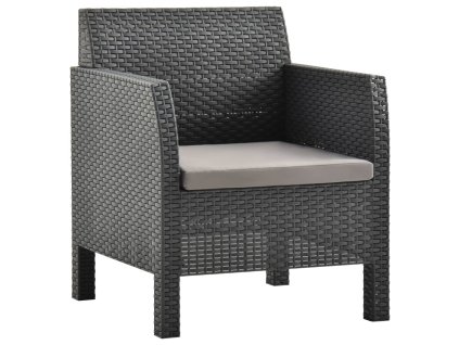 vidaXL Zahradní židle s polštářem antracitová 63 x 65 x 76 cm PP ratan