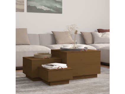 vidaXL Úložné boxy s víkem 3 ks medově hnědé masivní borové dřevo