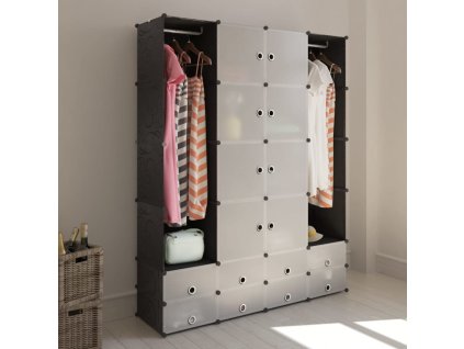 vidaXL Modulární skříň s 18 přihrádkami černobílá 37 x 146 x 180,5 cm