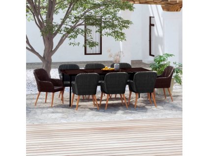 vidaXL 9dílný zahradní jídelní set s poduškami černý