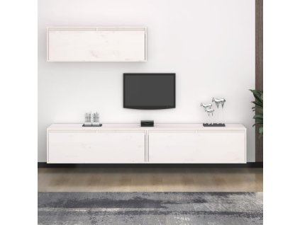 vidaXL Sada 3 kusů TV skříněk bílá masivní dřevo borovice