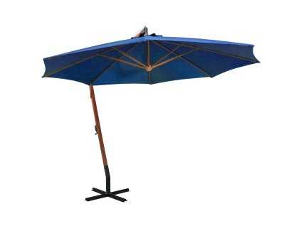 vidaXL Závěsný zahradní slunečník s tyčí azurový 3,5x2,9 m masiv jedle