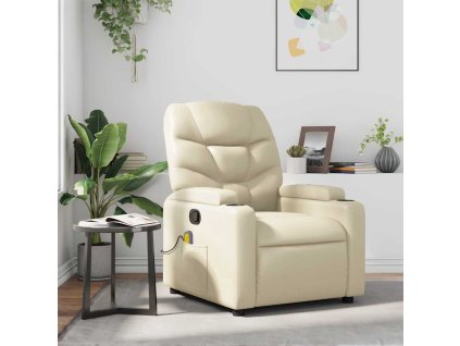 vidaXL Masážní polohovací křeslo krémové umělá kůže