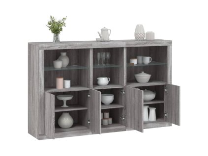vidaXL Příborník s LED osvětlením šedý sonoma 162 x 37 x 100 cm