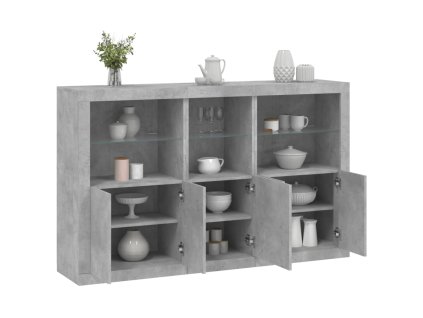 vidaXL Příborník s LED osvětlením betonově šedý 162 x 37 x 100 cm