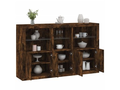 vidaXL Příborník s LED osvětlením kouřový dub 162 x 37 x 100 cm