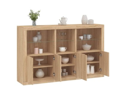 vidaXL Příborník s LED osvětlením dub sonoma 162 x 37 x 100 cm