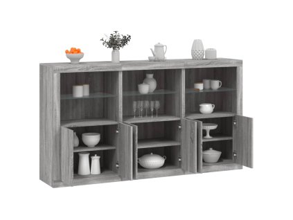 vidaXL Příborník s LED osvětlením šedý sonoma 181,5 x 37 x 100 cm