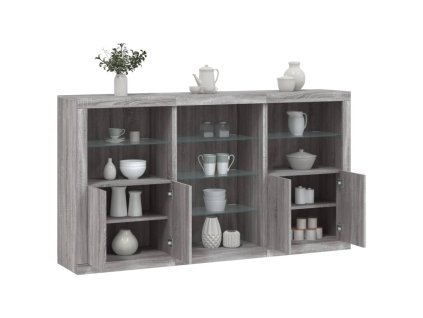 vidaXL Příborník s LED osvětlením šedý sonoma 181,5 x 37 x 100 cm