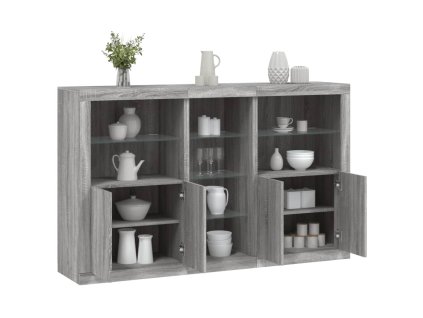 vidaXL Příborník s LED osvětlením šedý sonoma 162 x 37 x 100 cm