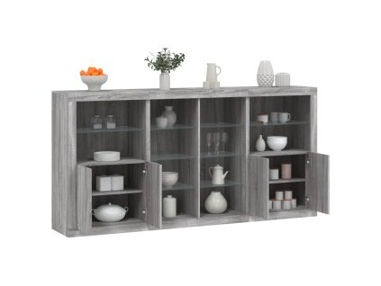 vidaXL Příborník s LED osvětlením šedý sonoma 202 x 37 x 100 cm