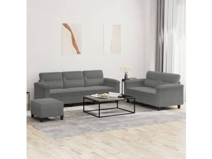 vidaXL 3dílná sedací souprava s poduškami tmavě šedá mikrovlákno