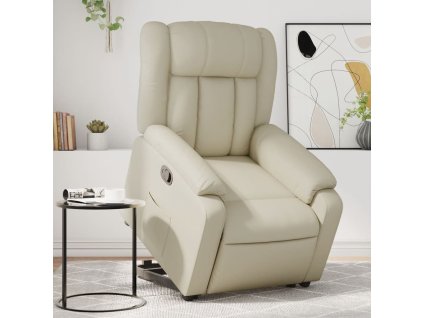 vidaXL Zvedací polohovací křeslo krémové umělá kůže