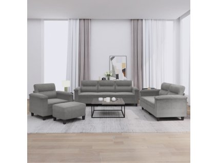 vidaXL 4dílná sedací souprava s poduškami tmavě šedá mikrovlákno