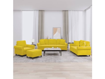 vidaXL 4dílná sedací souprava s polštáři žlutá samet
