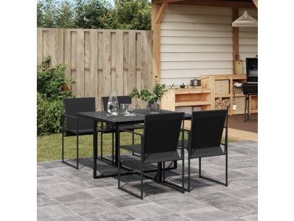 vidaXL 5dílný zahradní jídelní set černý textilen