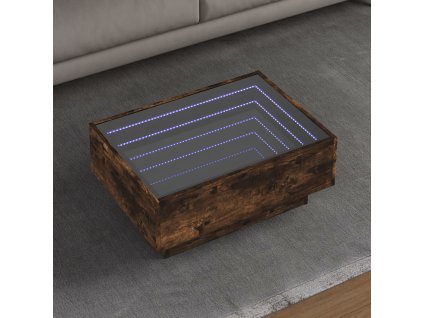 vidaXL Konferenční stolek s LED kouřový dub 70 x 50 x 30 cm kompozit