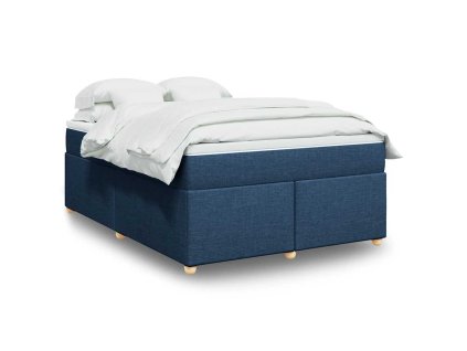 vidaXL Box spring postel s matrací modrá 140x190 cm textil